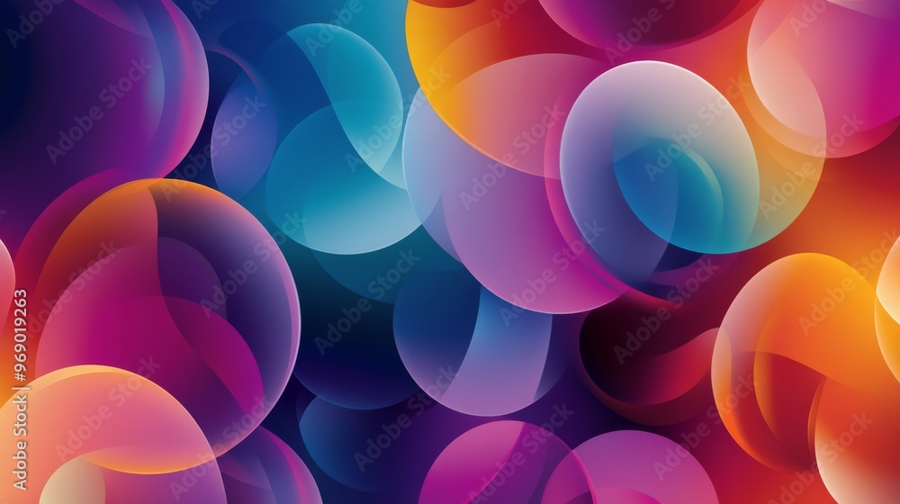 Poster colorful abstract bubble pattern in gradient hues