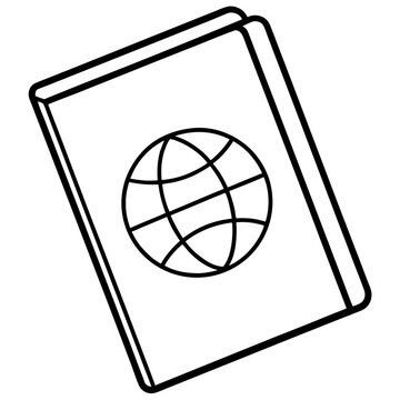 recommend clip art: international passport outline coloring book page line art drawing