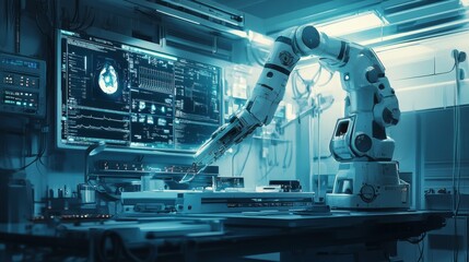 Futuristic AI-powered precision surgery tools for delicate operations: Robotic surgical systems using AI to enhance the accuracy and safety of complex procedures.