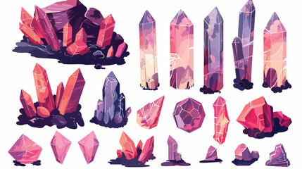 Crystal Hand Drawn Elements Flat Vector Isolated