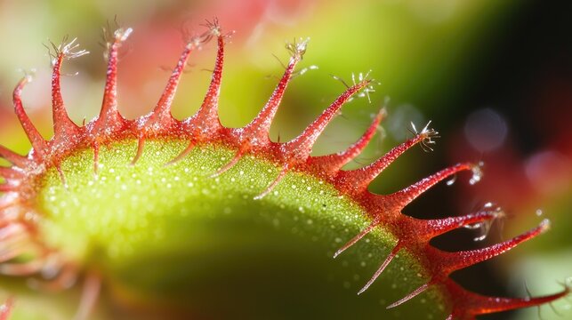 Macro photograph of Venus flytrap trigger hairs