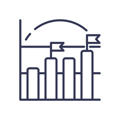 Bar chart with flags representing data milestones and progress tracking in data visualization.