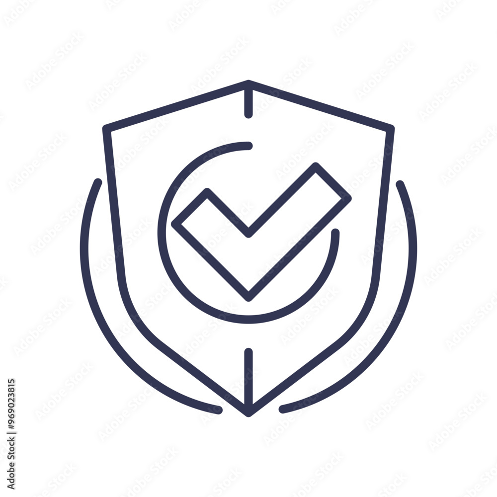 Poster a shield with a checkmark symbolizing security assurance and protection.