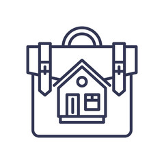 Line art of a briefcase with a house symbol, representing property portfolio management.
