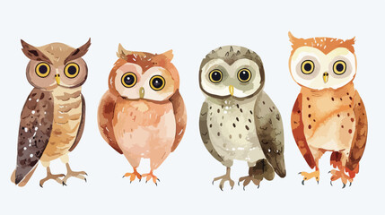 Obraz premium Adorable Hand-Drawn Vector Watercolor Owl Illustration