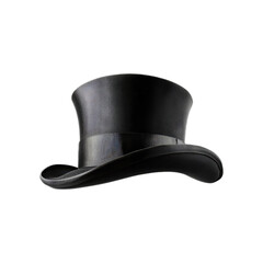 Formal Black Belfry Top Hat with Tall Crown &ndash; Vintage Fashion Accessory for Elegant Events and Formalwear, PNG Background