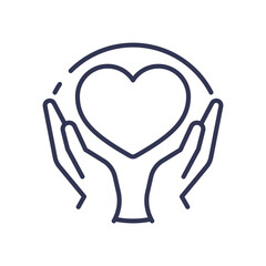 Hands holding a heart symbolizing care, support, and compassion.