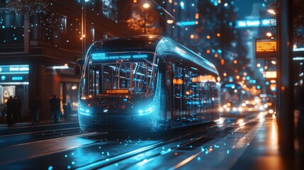 Futuristic AI-powered public transport that adapts routes in real-time: A transit system that shifts bus routes and schedules based on real-time passenger demand.
