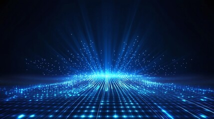 Stunning blue light rays illuminate a digital landscape, creating a captivating atmosphere perfect for futuristic themes.