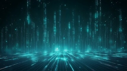 Stunning digital landscape with flowing data streams and glowing lights in a futuristic style, perfect for tech-themed visuals.