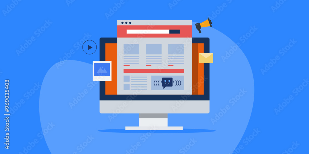 Aufkleber content created, publish on blog and distributed on social media or email marketing using artificial