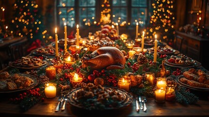 Beautifully Arranged Christmas Dinner Table for Memorable Festive Gatherings and Celebrations