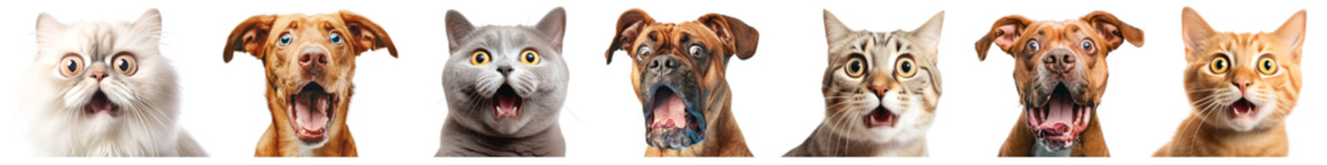 Fototapeta premium Surprised pet png cut out element set