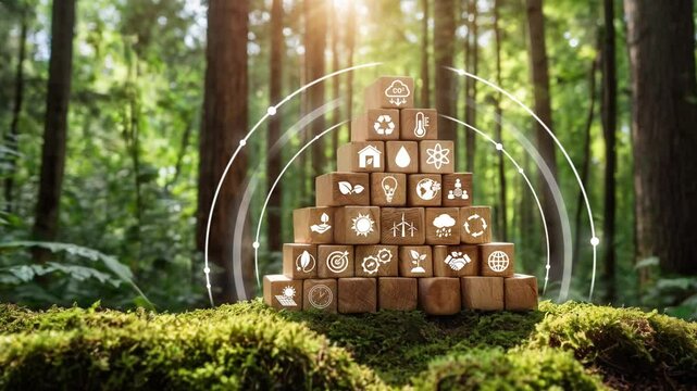 Circular economy concept for future business growth and environmental sustainability and reduce pollution for future business and environmental growth.4k video..