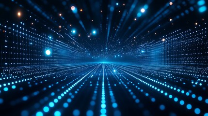 Naklejka premium Vibrant blue light trails create a stunning visual effect, showcasing dynamic movement and depth in a futuristic space.