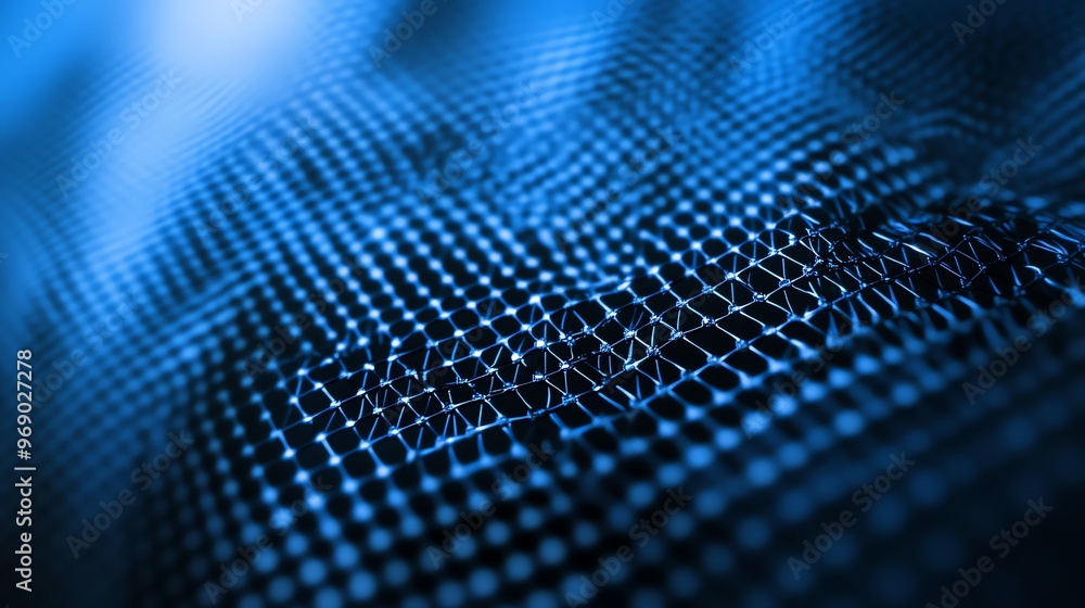 Poster abstract blue grid pattern with depth and dimension