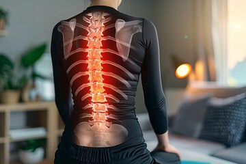 Graceful spine alignment  person s back elegantly stretched on a yoga mat for perfect posture