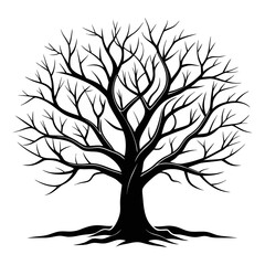 Obraz premium single tree line art vector. hand drawing line black and white tree