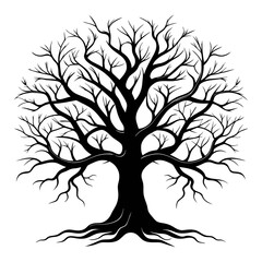Obraz premium single tree line art vector. hand drawing line black and white tree