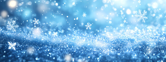 Fototapeta premium Winter Sky Filled with Glowing Snowflakes