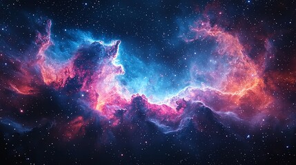 Fototapeta premium Stunning colorful nebula in deep space, showcasing vibrant cosmic clouds and interstellar phenomena in the vast universe.