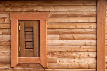 Horizontal natural brown Wooden wall as a background or wallpaper image