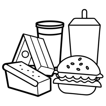 black and white fast food meal clip art preview