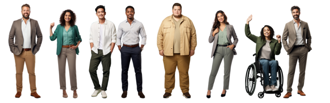 Diverse people full body png cut out element set