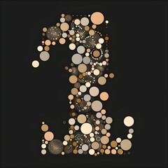 abstract background with circles write in number 1 on black background,