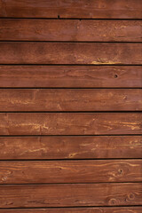 Naklejka premium Horizontal natural brown Wooden wall as a background or wallpaper image