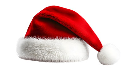 Santa Claus hat isolated on white background. New Year red hat realistic. - stock vector.