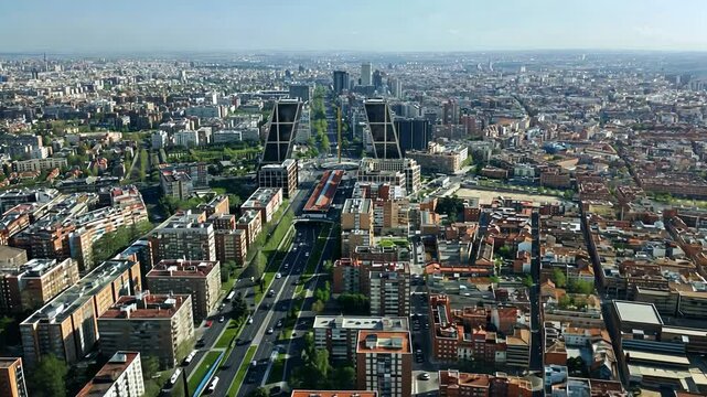aerial view of madrid north area, near Plaza Castilla