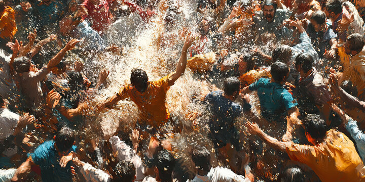Wild Wipeout: A stampede of people careening out of control, causing mass confusion and destruction.