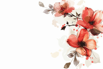 Elegant Floral Background with Isolated Single Clipart on White for Design Projects