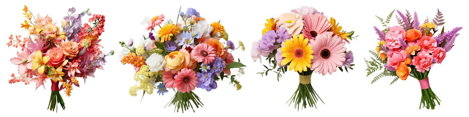 Obraz premium Flower bouquet png cut out element set