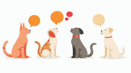 Cute Cat and Dog Vector Icons with Speech Bubbles for Design Projects