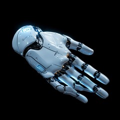 Futuristic robotic hand gesture invitation or command