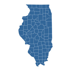 Vector outline map of Illinois divided into counties