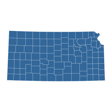 Vector outline map of Kansas state divided into counties