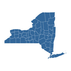 Fototapeta premium Vector outline map of New York state divided into counties