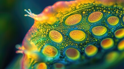 Macro view of plant stomata gas exchange