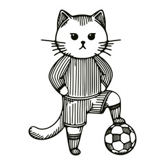cat football player line art sketch