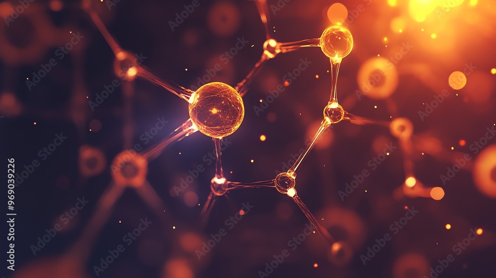 Poster abstract glowing sphere with connected lines