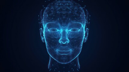 Fototapeta premium Abstract Human Face in Digital Space