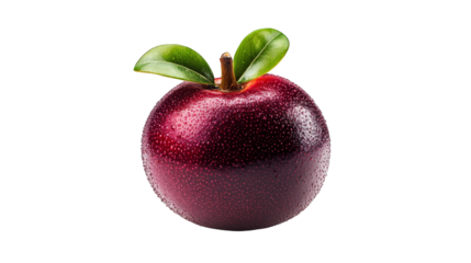 Red Apple with Water Droplets on a Checkered Background