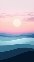 mobile phone wallpaper of minimalist abstract mountains landscape, soft pastel colors, soothing and relaxing