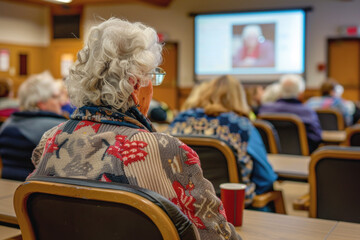 Senior Citizens Engaging in Technology Workshop in Classroom Setting