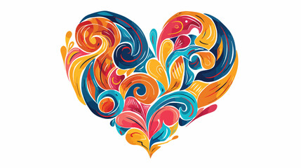 Funky Heart Flat Vector Isolated on White Background
