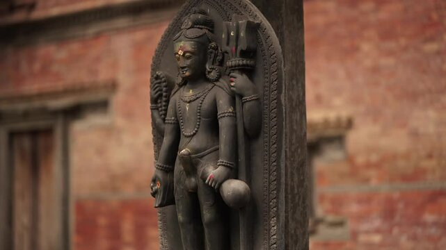 
Statue of Hindu God Kaam Dev in Temple of Nepal, Deity of Hindu God on the Wall of the Temple