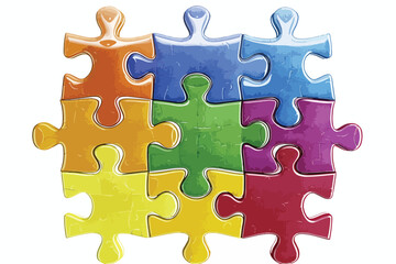 Gloss Puzzle Clipart Isolated on White Background